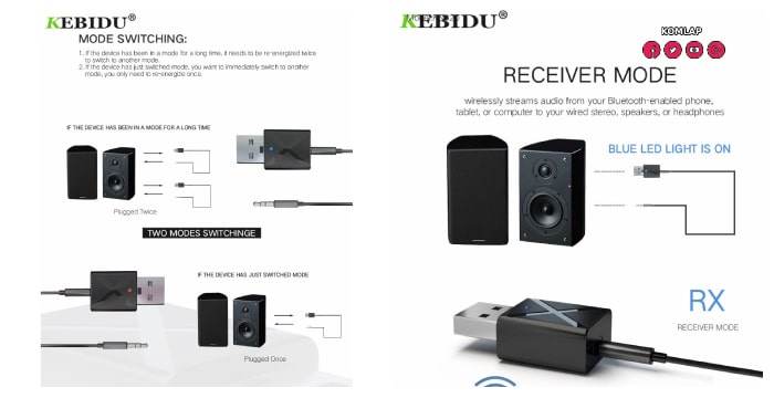 Kebidu KN320, 2 in 1 Wireless Transmitter and Receiver 