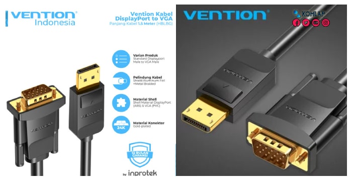 Vention Kabel DisplayPort to VGA dari Vention